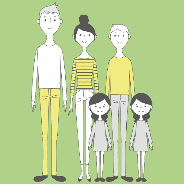 Se puede observar a una familia formada por cinco integrantes.